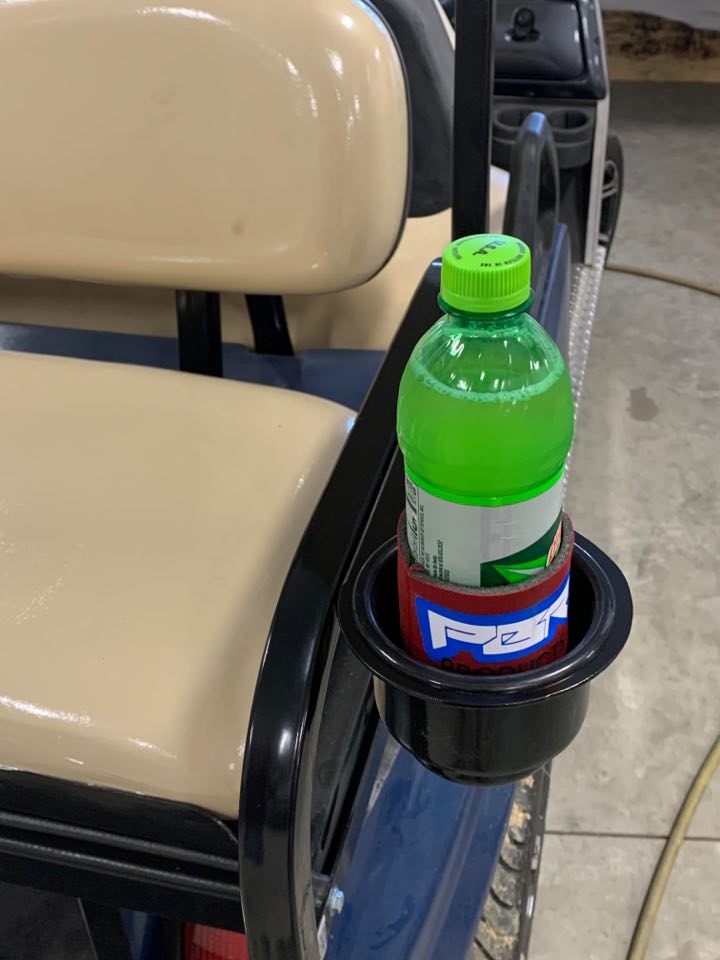 Universal Rear Golf Cart Seat Cup Holders JUMBO CUPS (pair) Black for