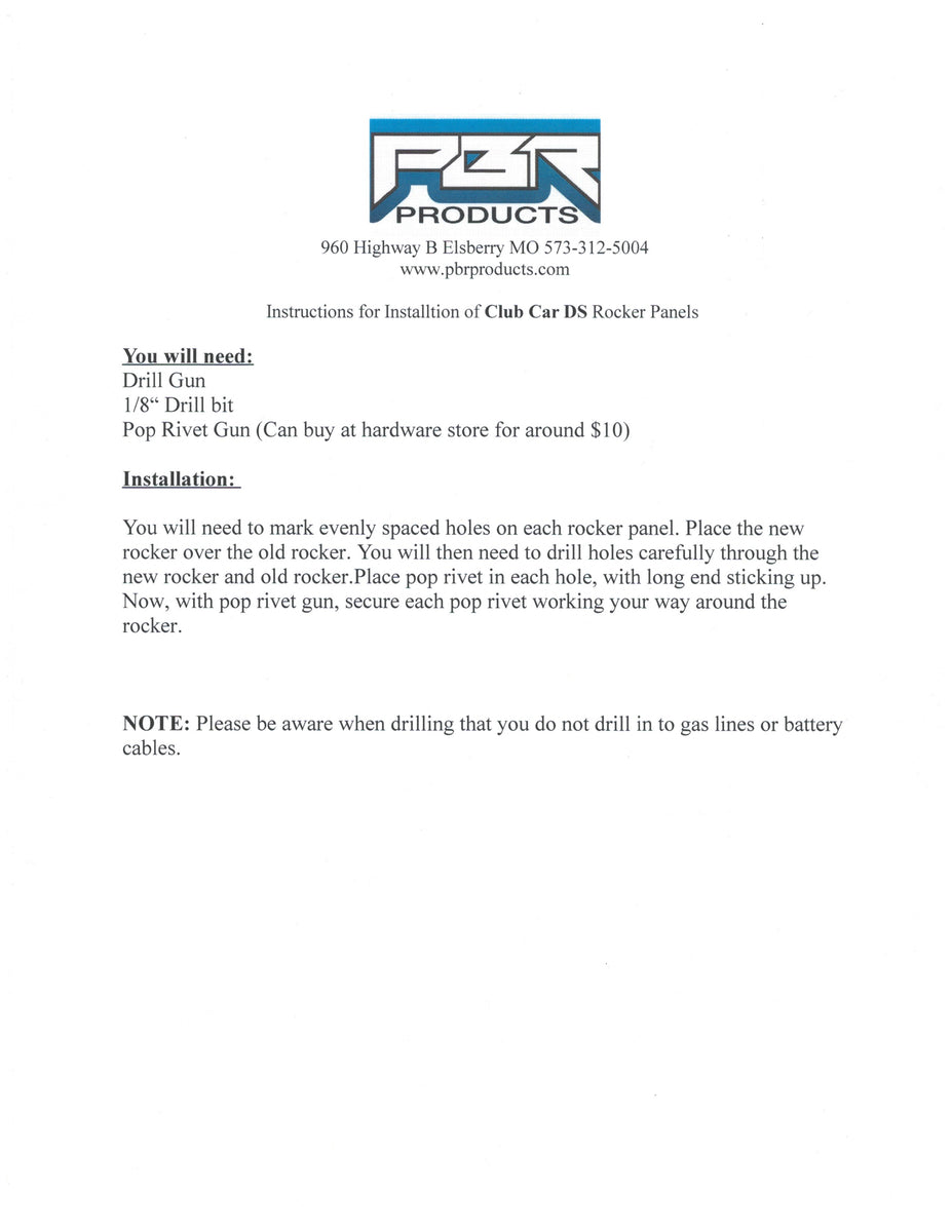 Club Car DS 82up Rocker Panel & Kick panel for Golf Cart Diamond Plat