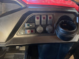 Honda Pioneer 500 Switch Plate: Horn, Led Light Bar, Winch, Voltmeter, switch blank, and USB