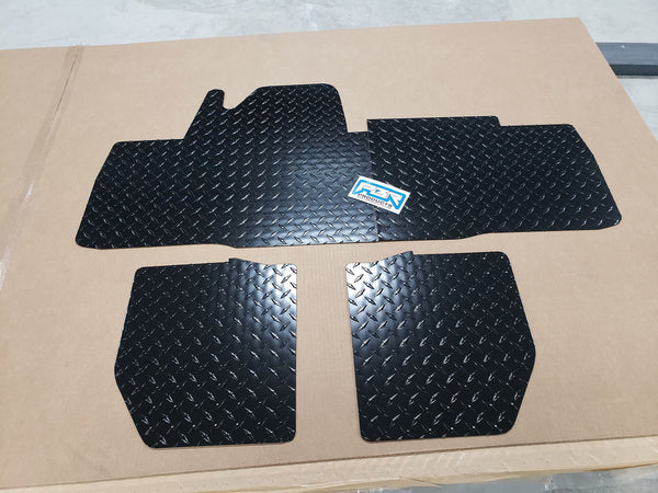 Honda Pioneer 700-4 floor mats boards 4 pc Dia Plate Front and Rear BLACK