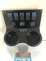 Yamaha Rhino Cup holder COMPLETE w/ voltmeter USB CIG Outlet 5 switches BLUE