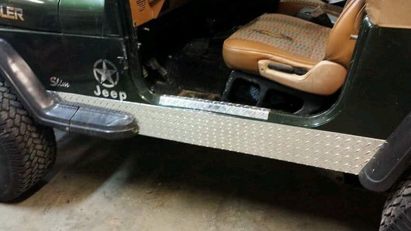 Jeep TJ 5 1/2 Diamond Plate Rocker Guards panels polished aluminium
